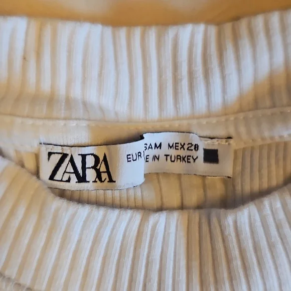 Zara Cream Ribbed Muscle Tee - Picture 2 of 3